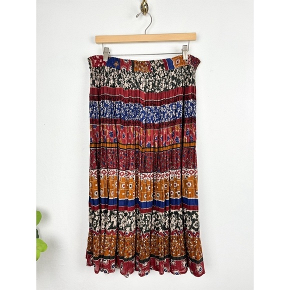 Vintage Casual Corner & Co Boho Elastic Waist Midi Skirt Sz M - Picture 1 of 7
